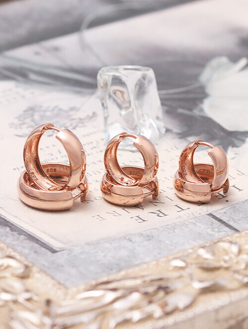 14K 18K 오아블 볼드 링 귀걸이(소, 중, 대사이즈)