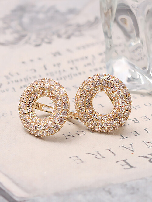 14K 18K 도넛 큐빅링 귀걸이