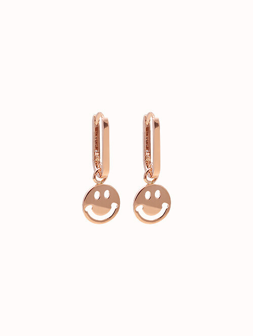 14K 18K 코린 펀칭 스마일 귀걸이