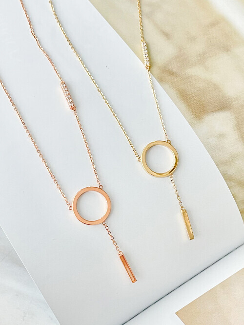 [당일출고 제품] 14K 18K 써클라인 바 목걸이