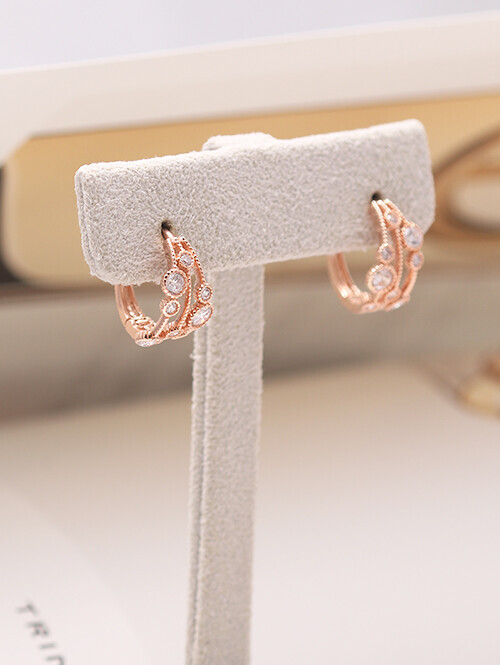 14K 18K 헤이든 큐빅 세줄링 귀걸이