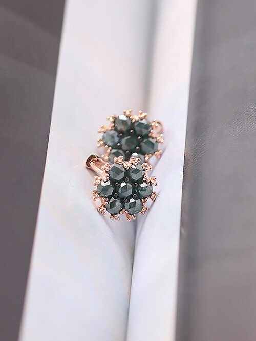 14K 18K 청러프다이아 엔틱플라워 귀걸이