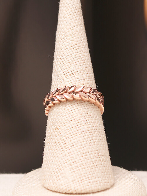 14K 18K 허브 리프 컷팅 두줄 반지