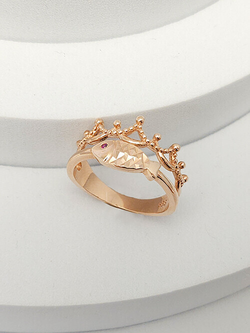 14K 18K 크라운 킹오브 두줄 물고기반지