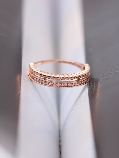 14K 18K 헨티나 레이어드 두줄 반지