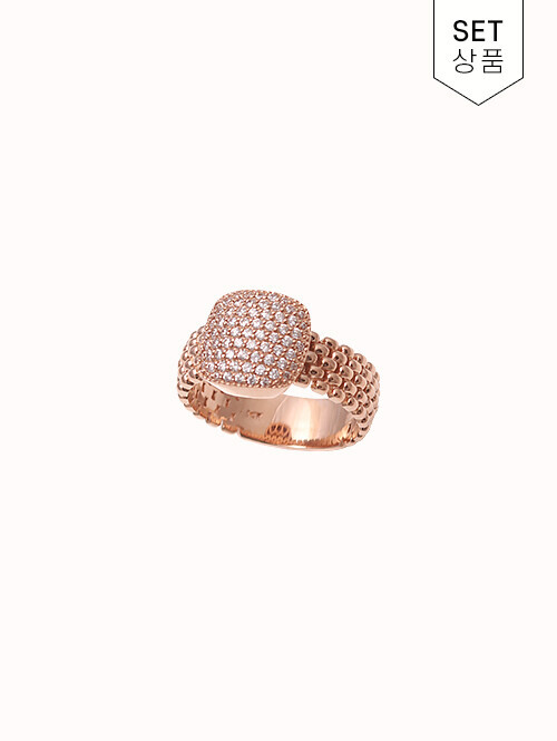 14K 18K 토리아 스퀘어 큐빅 시계체인 반지