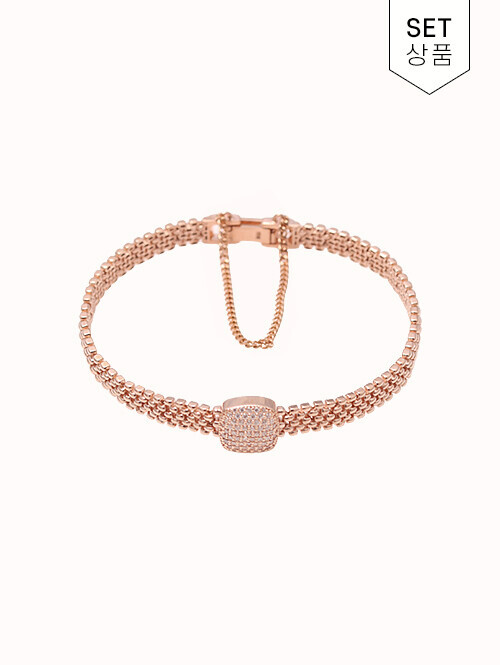 14K 18K 토리아 스퀘어 큐빅 시계체인 팔찌