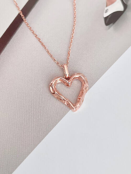 14K 18K 엔틱 텍스처 하트라인 펜던트 (체인별도상품)