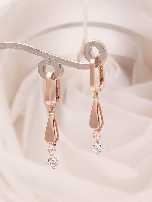 14K 18K 에르나 물방울 더블큐빅 귀걸이