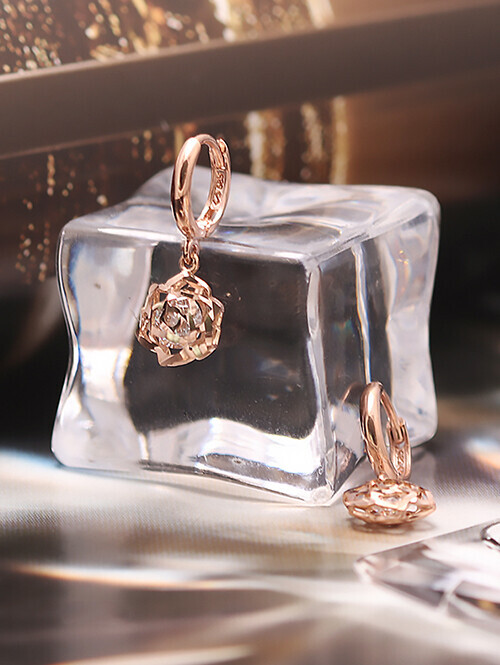 14K 18K 마도르 로즈 장미 귀걸이