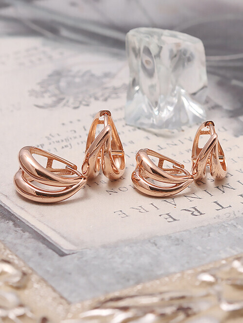 14K 18K 아디나 두줄 볼륨 링귀걸이 (소,대 사이즈)