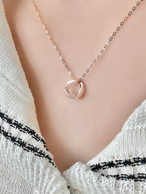 14K 펄드 베이직 꼬임 써클 목걸이