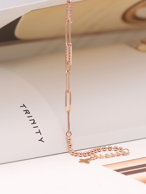 14K 18K 크러치 네모 클립 팔찌