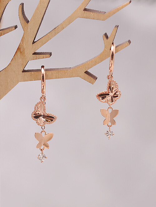 14K 18K 로디즈 더블 나비 귀걸이