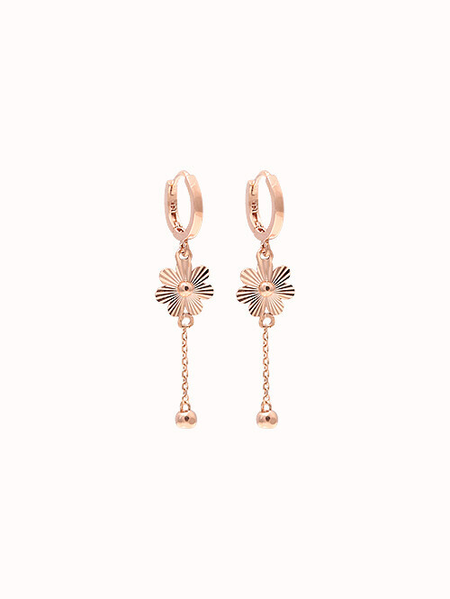 14K 18K 르벵 컷팅 플라워 드롭 귀걸이