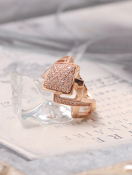 14K 18K 네비브 볼드 마름모 큐빅반지