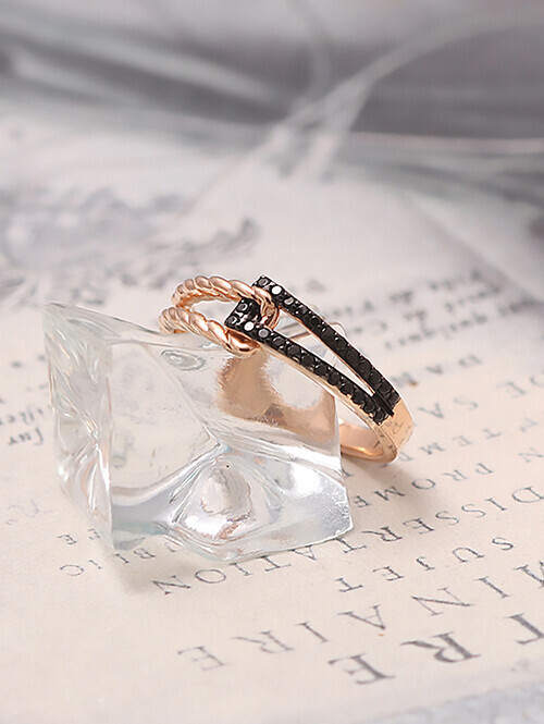 14K 18K 메비아 블랙큐빅 로프 반지