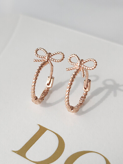 14K 18K 키치 로프 리본 귀걸이