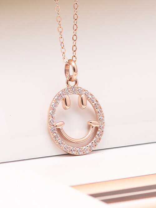 14K 18K 햇님스마일 큐빅 양면 펜던트 (체인별도상품)