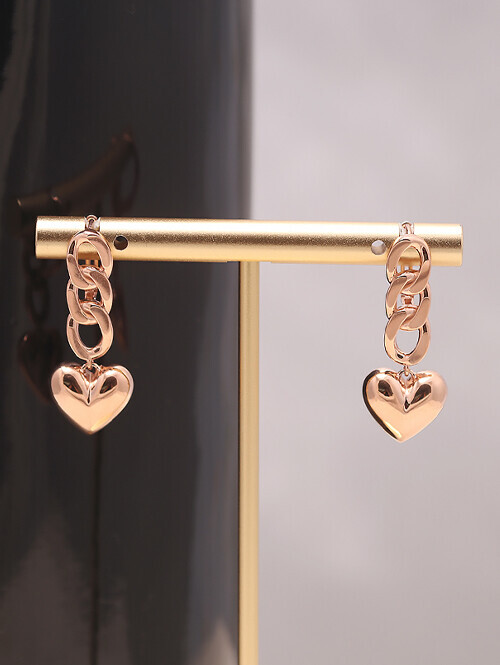 14K 18K 트리플체인 하트 귀걸이
