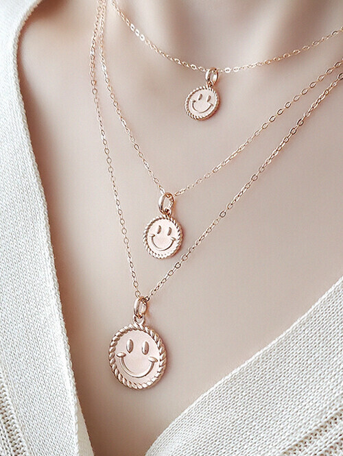 14K 18K 로프 스마일 양면 펜던트 (소 사이즈) (체인별도상품)