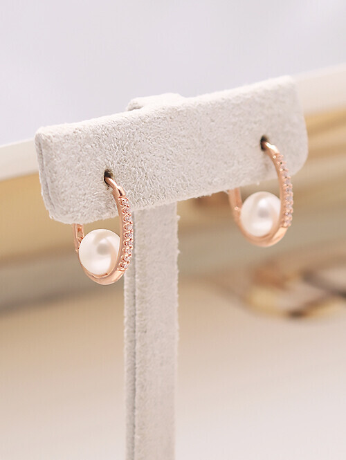 14K 18K 세니아 담수진주 큐빅링 귀걸이