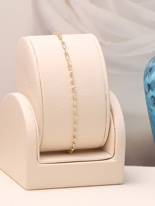 14K 18K 컷팅볼 라운드 체인 팔찌