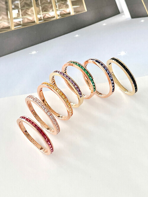 14K 18K 아미키티아 프린세스컷 컬러큐빅 반지