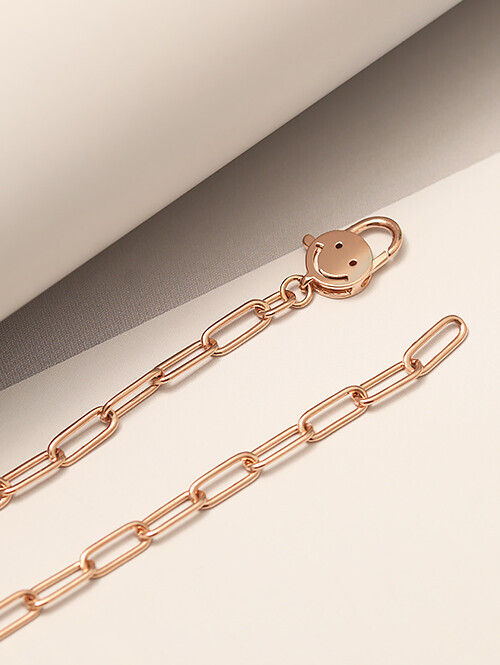 14K 18K 스마일 자물쇠 클립 팔찌