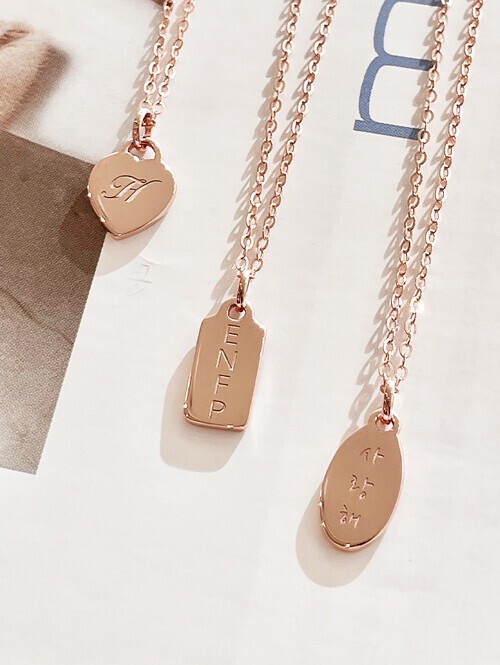 14K 18K 메세지 각인 3종 펜던트(타원,하트,사각) (체인별도상품)