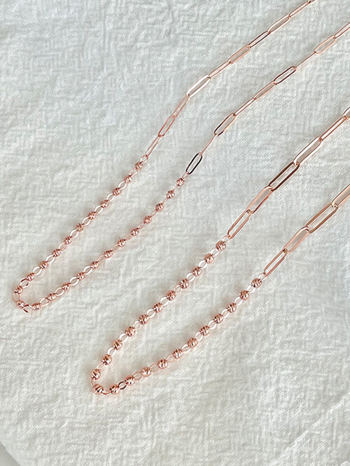 14K 18K 컷팅볼 클립체인 레이어드 목걸이 (대사이즈)