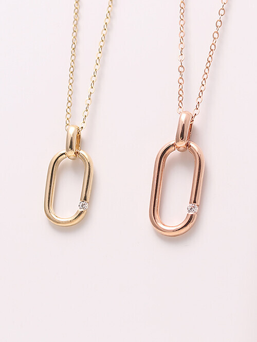 14K 18K 타원형 원큐빅 클립 펜던트 (소,대 사이즈) (체인별도상품)