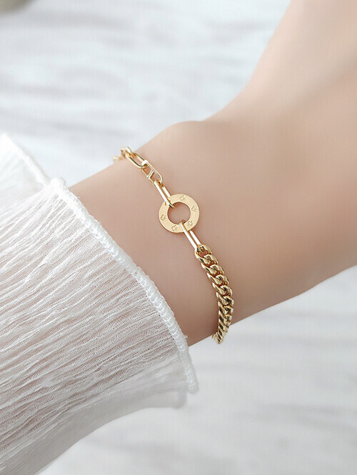 14K 18K 플라워 패턴써클 언발 팔찌