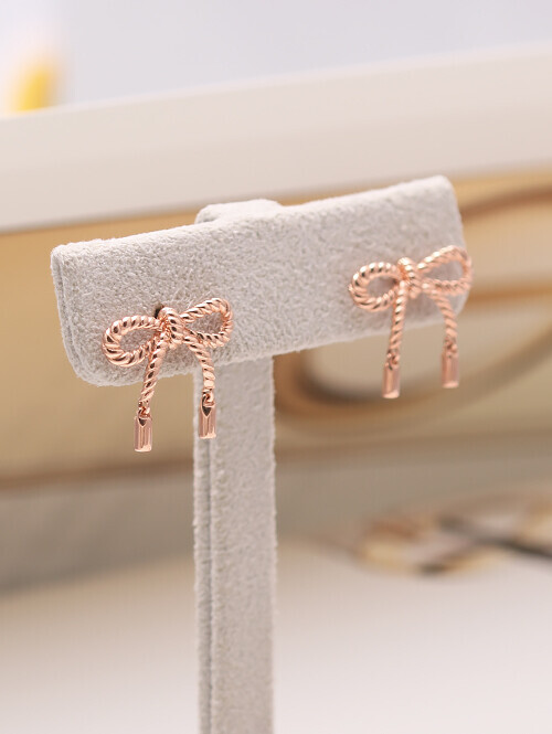 14K 18K 젤리나 로프 리본 핀 귀걸이
