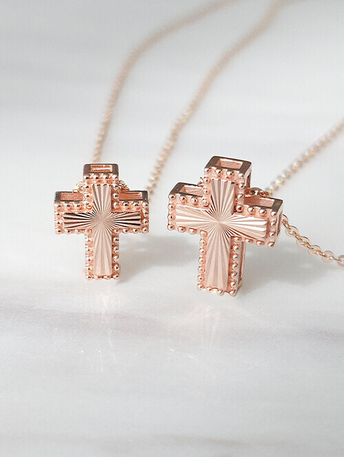 14K 18K 델시엘 컷팅 십자가 일체형목걸이 (소)