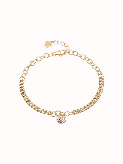 14K 18K 컷팅하트 믹스 할로우 팔찌