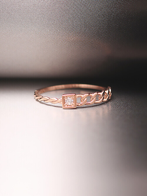 14K 18K 세니스퀘어 언발 체인 반지