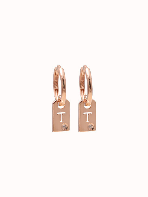 14K 18K 루로스 T 태그 귀걸이