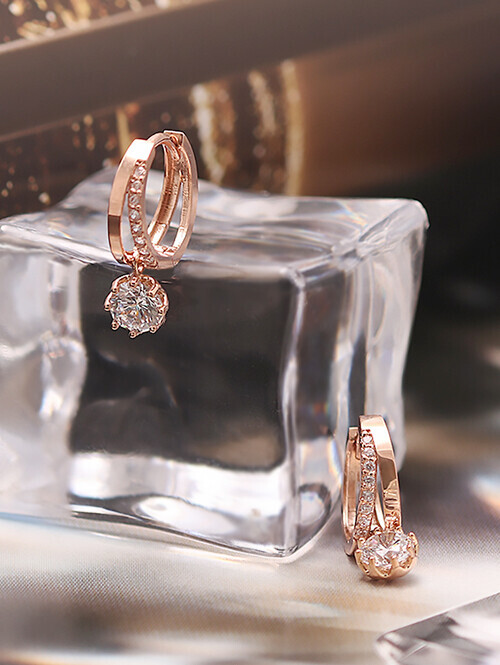 14K 18K 엔리 두줄 큐빅 귀걸이