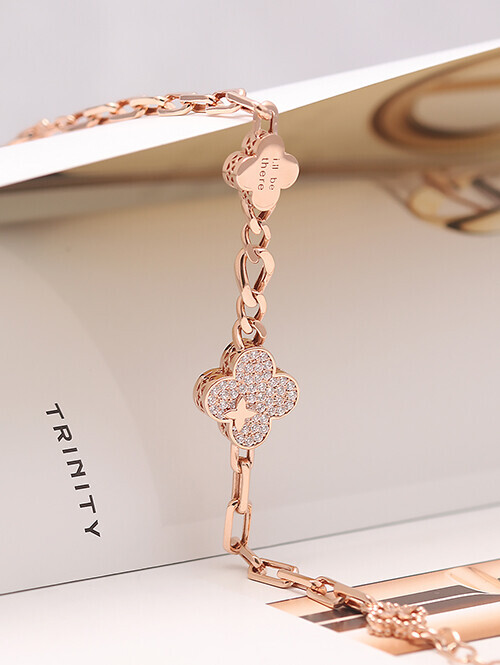 14K 18K 베넬 썬샤인 클로버 양면 팔찌