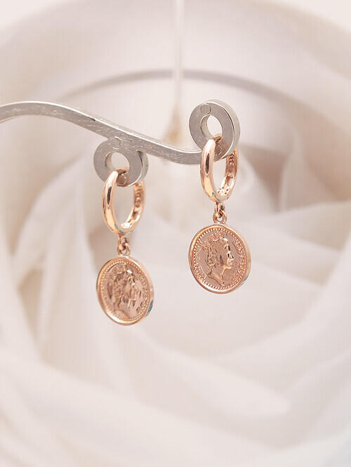 14K 18K 여왕 엔티크 코인귀걸이