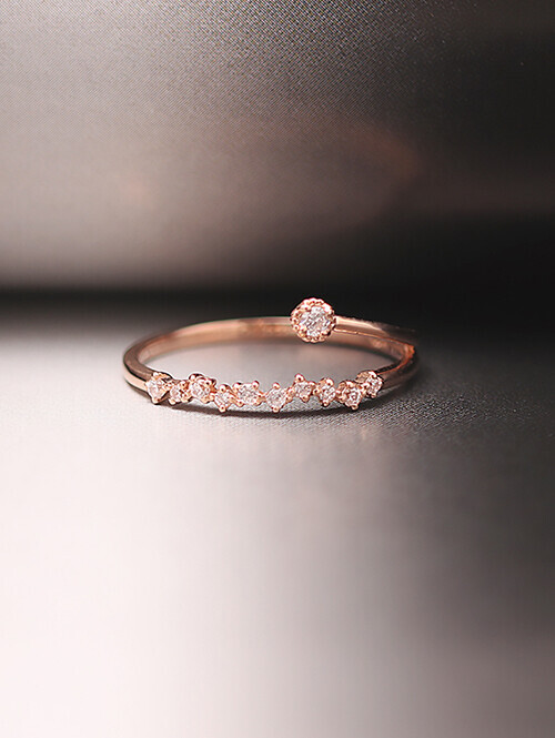 14K 18K 별똥별 포인트큐빅 반지