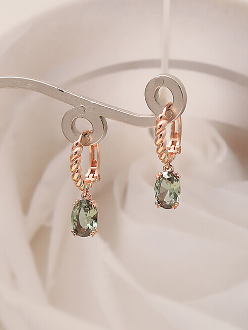 14K 18K 드레브 그린 투어멀린 큐빅귀걸이