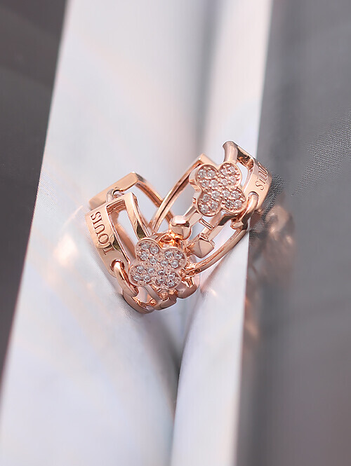 14K 18K 클립 클로버 루이스 두줄 귀걸이