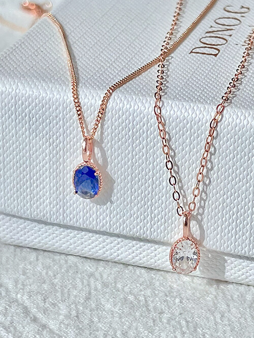 14K 컬러드 오벌컷팅 큐빅 펜던트 (체인별도상품)