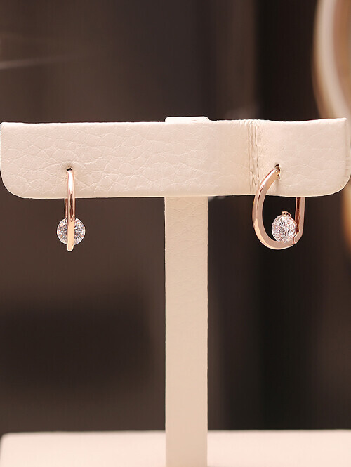 14K 18K 디에 큐빅 링 귀걸이