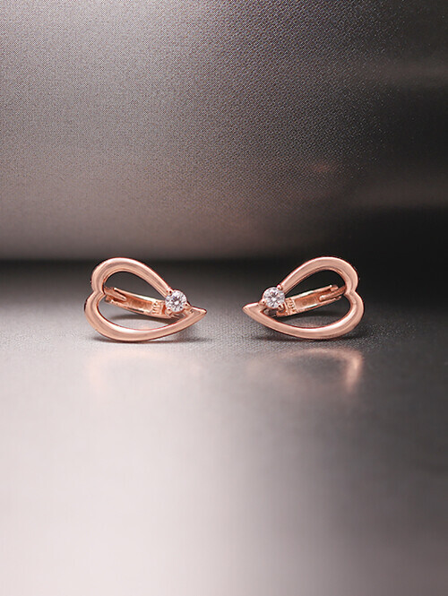 14K 18K 선데이 하트 큐빅 귀걸이