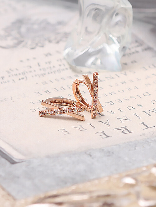 14K 18K 슬림 크로스 엑스 귀걸이