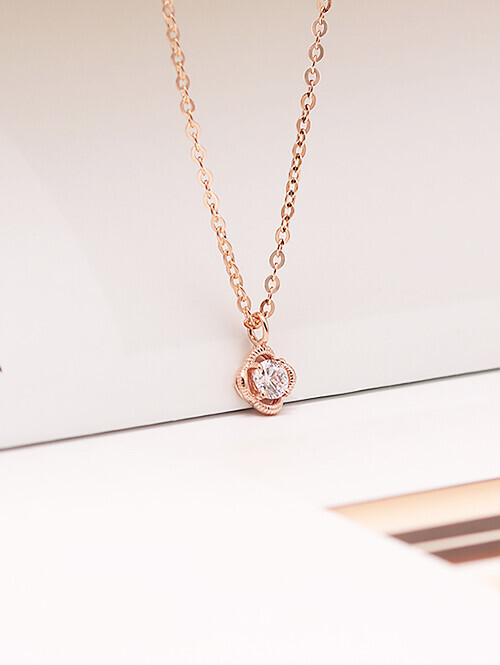 14K 18K 크샤 플라워 큐빅 목걸이