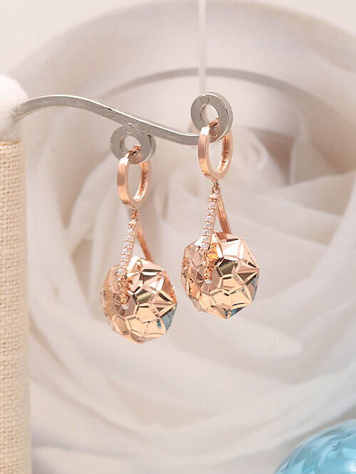 14K 18K 사이키 컷팅 스윙 볼 귀걸이